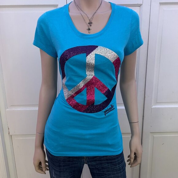 PINK Victoria's Secret Tops - Vintage VS PINK Sparkle Peace Sign T-Shirt
